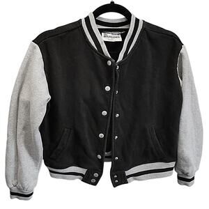 Black Gray Girls button up Varsity Jacket xs(0-2)
